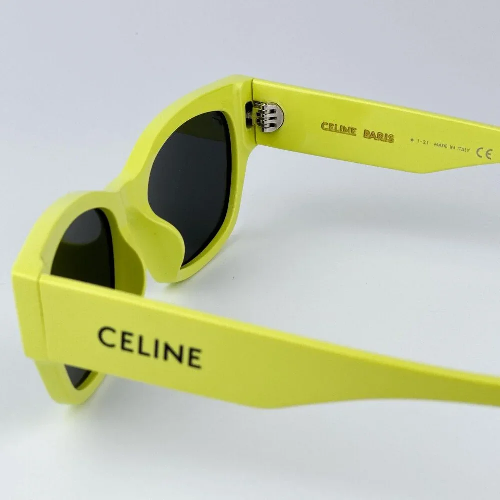 Celine MONOCHROMS CL40197U 93A Men BRAND NEW Sunglasses Lime Green Grey Cat Eye